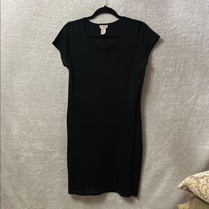 J. Crew Black Sheath Mini Dress Crew Neck Short Sleeve